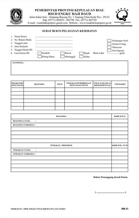 Form Bukti Pelayanan Kesehatan