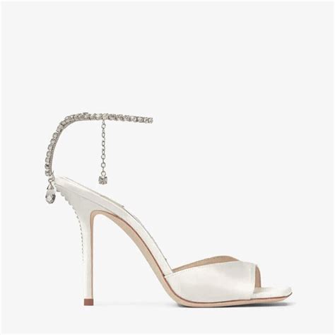 Saeda Sandal 100 Ivory Satin Sandals With Crystal Embellishment