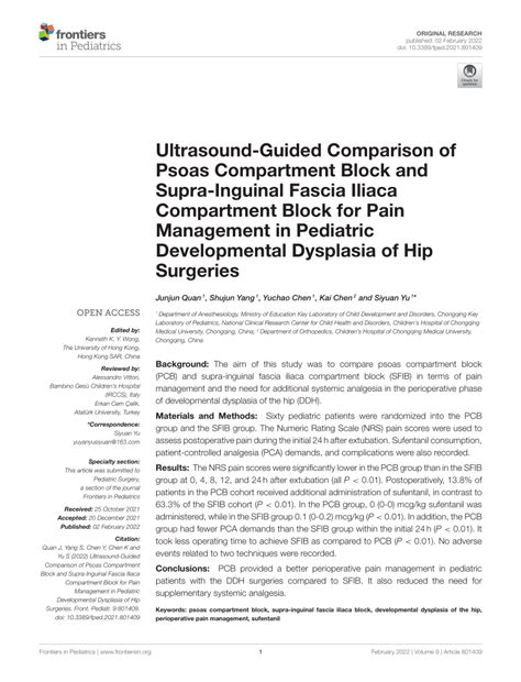 PDF Ultrasound Guided Comparison Of Psoas Compartment Block And Supra