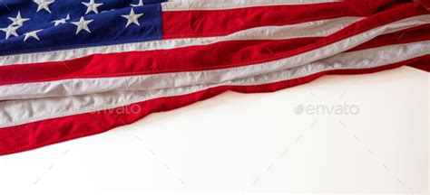 USA Flag isolated on white background, copy space. American holiday ...