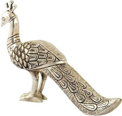 Metal Silver Plated Decorative Peacock For Home Decoration Gifting