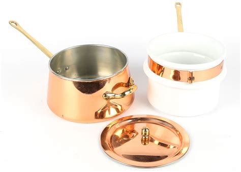 Copper and Ceramic Double Boiler | EBTH