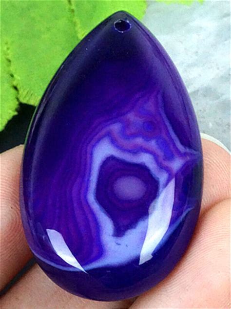 GV10135 42x23x7mm Purple White Stripes Agate Teardrop Pendant Bead EBay