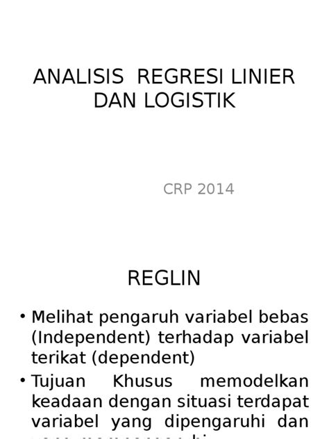 Pdf Analisis Regresi Linier Dan Logistik Dokumen Tips