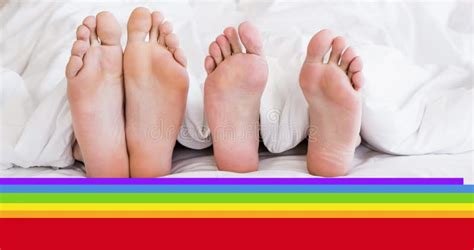 Animation Of Rainbow Flag Over Feet Of Gay Couple Stock Video Video Of Digital Generated