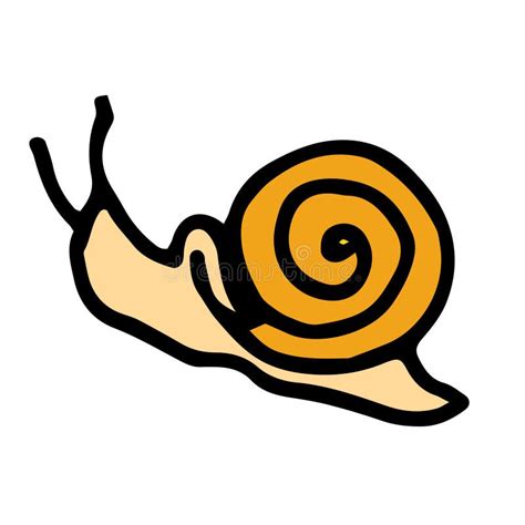 Vector Yellow Snail A Hand Drawn Snail A Cartoon Style Side View Of A