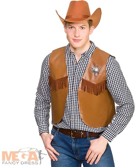 Cowboy Waistcoat Brown Mega Fancy Dress