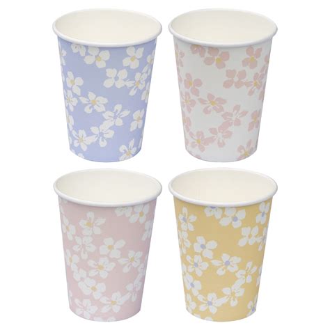 Kartonnen Bekers Mix Pastel Bloemen 8st Jokershop Be Feestwinkel