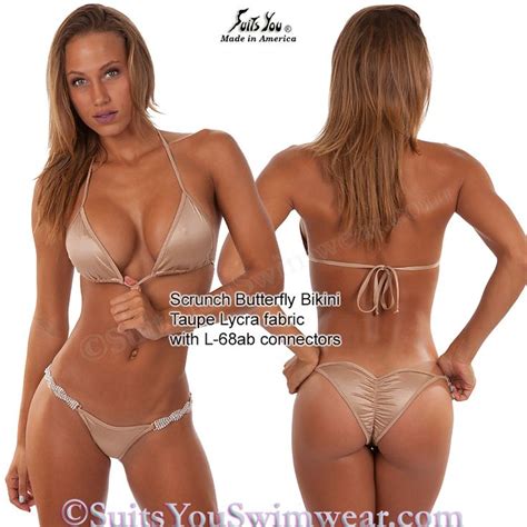 Taupe Bikini With Scrunch Butterfly Bottom And L Ab Bikini Connectors