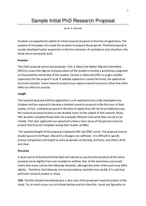 Pdf Sample Initial Phd Research Proposal