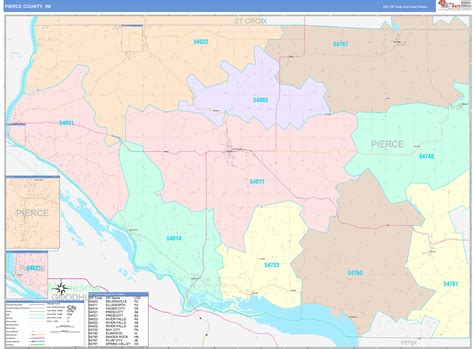 Pierce County Wi Wall Map Color Cast Style By Marketmaps Mapsales