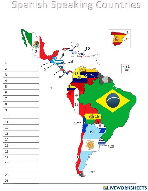 Spanish Speaking Countries Map With Capitals