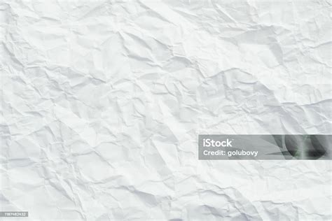 White Crumpled Paper Crushed Texture Surface Layer Stock Photo