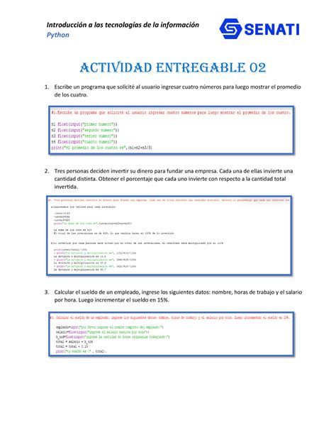 Actividad Entregable Python Actividad Entregable Escribe Un