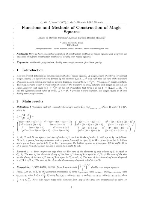 Functions And Methods Of Construction Of Magic Squares PDF