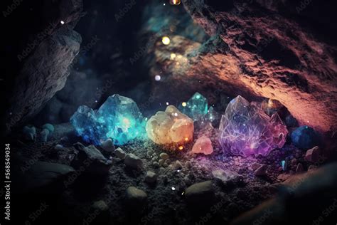 Colorful cave crystals, mystic gemstone, witchcraft wallpaper AI ...