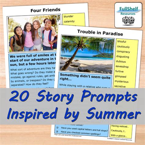 Summer Story Prompts Creative Writing Teaching Resources