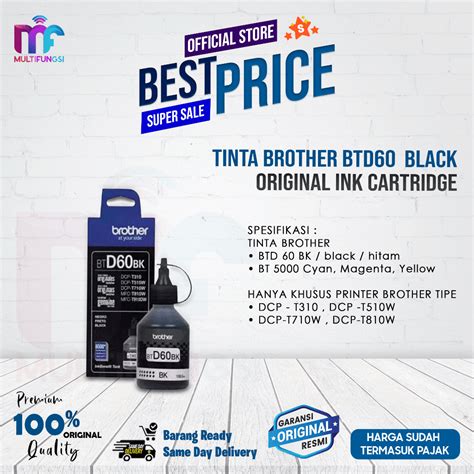 Jual Tinta Brother BTD60BK Original Black BTD60 BK For T310 T510W T710W