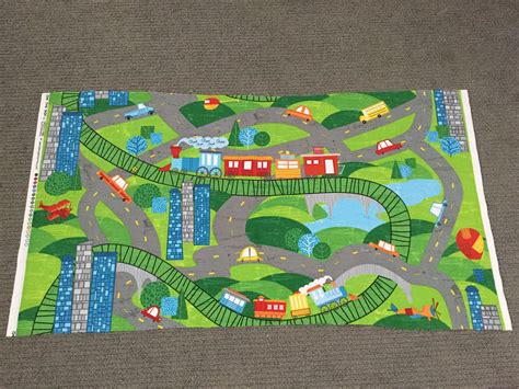 Car Fabric Boys Cotton Quilting Fabric Road Playmat Fabric Panel