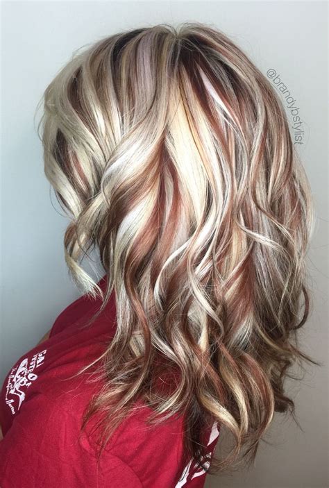 Cool Blonde Hair With Red Highlights And Lowlights