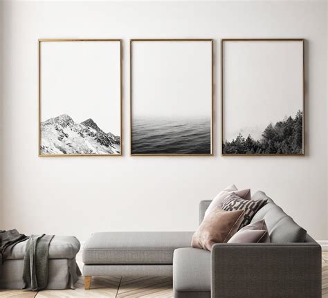 3 Piece Wall Art Black and White Nature Prints Landscape - Etsy