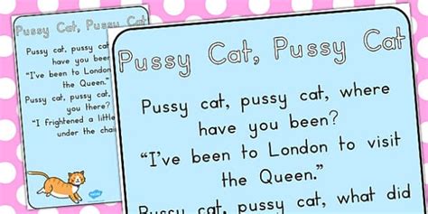 Pussy Cat Pussy Cat Nursery Rhyme Poster Teacher Made