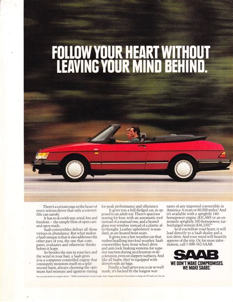 Follow Your Heart Without Leaving Your Mind Behind” Saab Magazine Ad