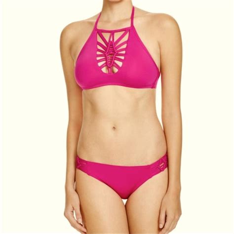 Becca Electric Current Pink Macrame Bikini Designer Depop