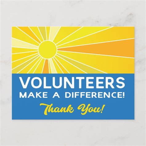 Volunteers Make A Difference Appreciation Postcard Zazzle Volunteer