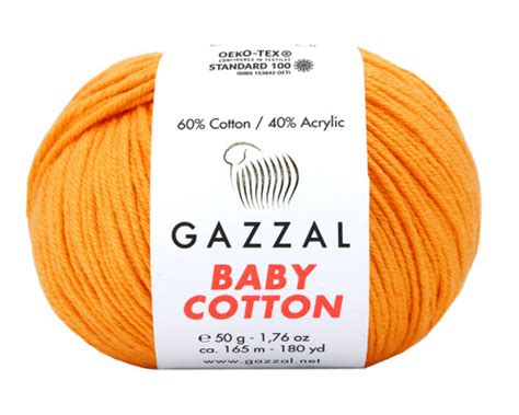 Пряжу Gazzal Baby Cotton цвет 3416 апельсин – купить дешево