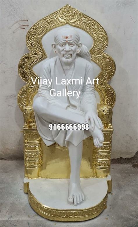 White Plain Marble Simhasanam Shirdi Sai Baba For Worship Size To