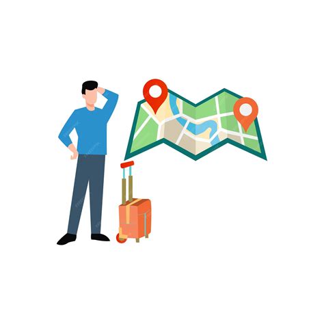 Un hombre está buscando un lugar en un mapa para la entrega. | Vector