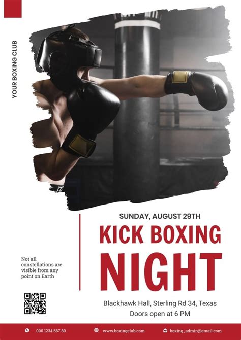 Free Monocolor Kick Boxing Night Poster template to edit