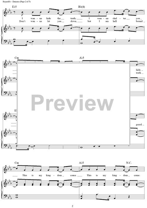 Demons" Sheet Music by Imagine Dragons for Piano/Vocal/Chords - Sheet Music Now