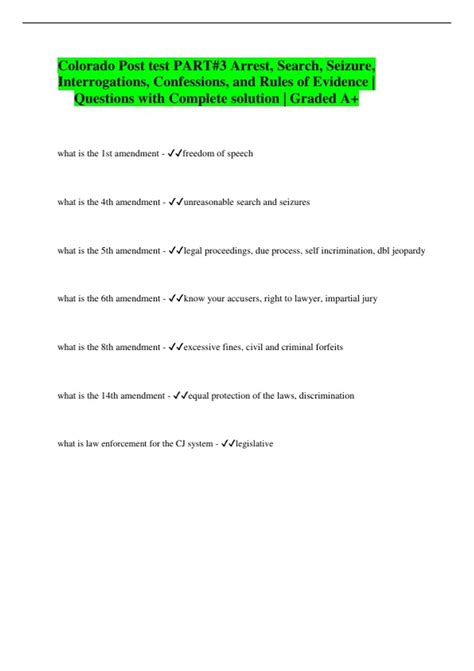 Colorado Post test PART#3 Arrest, Search, Seizure, Interrogations