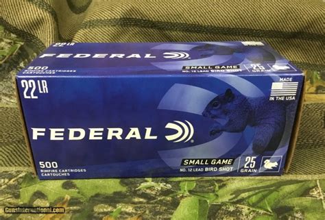 Federal Small Game 22 Lr 25 Gr No 12 Lead Bird Shot……… 500 Rounds For Sale