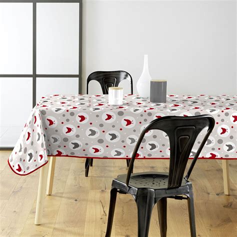 Nappe Toile Cirée Suzette 140x240cm Gris Rouge