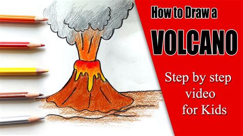 How to Draw a Volcano Step by Step || How to Draw and Color a Volcano ...