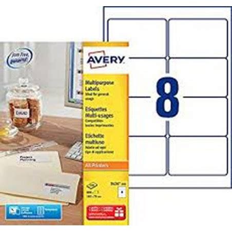 AVERY Boîte de 800 étiquettes Blanches multi usages 105 x 70 mm 3426 100