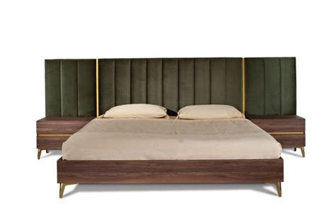 Camlo Modern Walnut & Green Velvet Bed | Velvet bed, Velvet bedroom ...