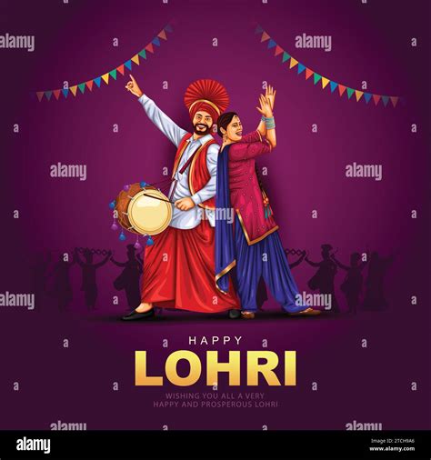 Happy Lohri festival of Punjab India background. group of people ...