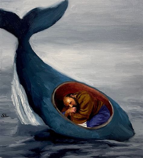 Yunus In The Belly Of The Whale Original Oil Painting Safia Latif