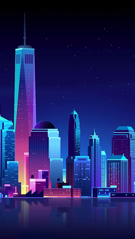 Ciudad nocturna en arte neón Fondo de pantalla ID 3474