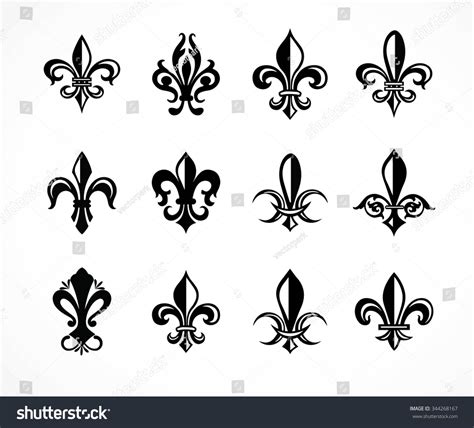 Set Various Fleur De Lis Symbols Stock Vector (Royalty Free) 344268167 ...