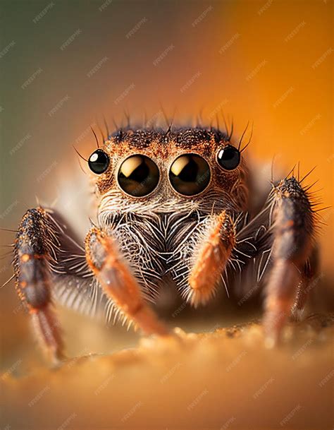 Premium Photo | A spider with big eyes is photographed in a macro shot.