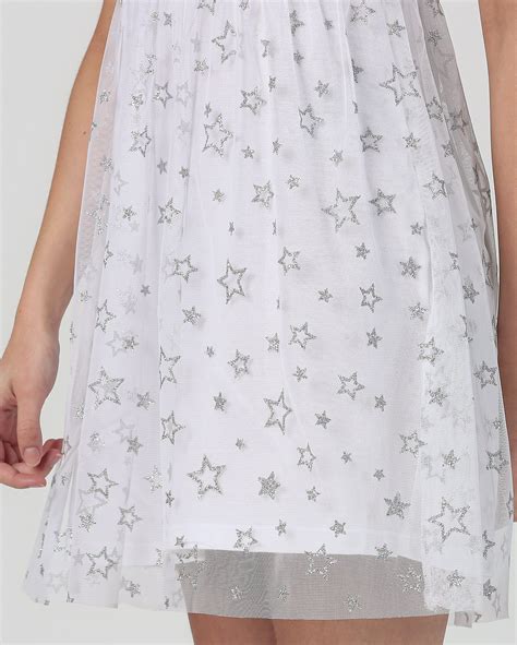 Riachuelo Vestido Curto Juvenil Tule Estrelas De Glitter Branco Y C