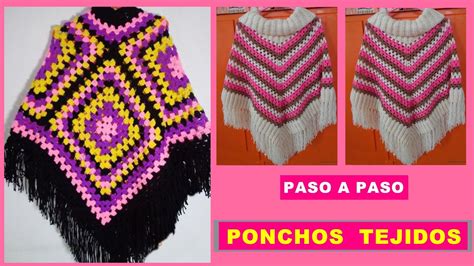 Dos Hermosos Ponchos Tejidos En Crochet Para Dama Video Completo Paso A Paso Youtube