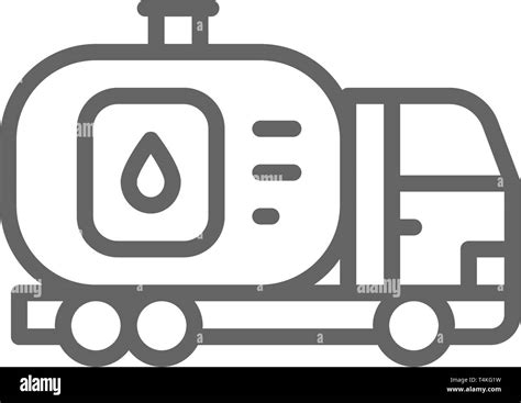 Fuel Truck Car With Oil Tank Water Transfer Transportation Line Icon