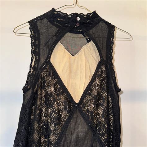 Dreamiest Free People Black Lace Dress With A Nude Depop