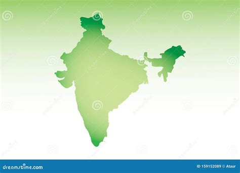 India Map Using Green Color With Dark And Light Effect Vector On Light